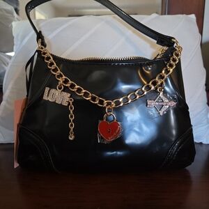 Juicy Couture Black Shoulder Bag with Gold Accents